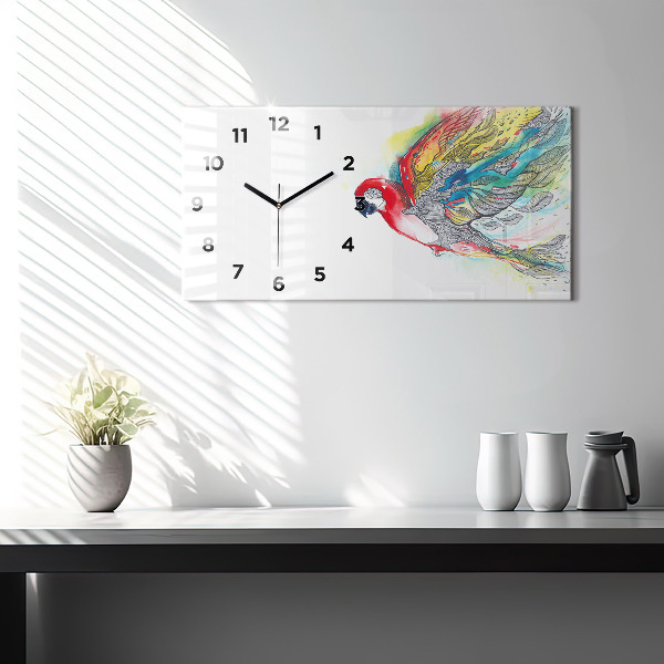 Horloge rectangulaire horizontale Perroquet coloré en vol