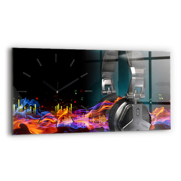 Horloge rectangulaire horizontale Casques et ondes sonores