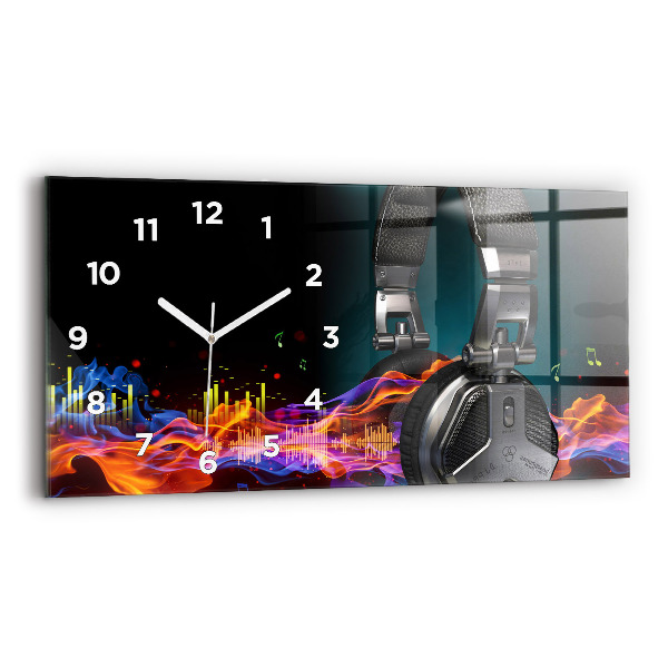 Horloge rectangulaire horizontale Casques et ondes sonores