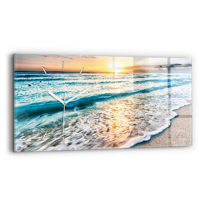 Horloge rectangulaire horizontale Plage, mer et sable