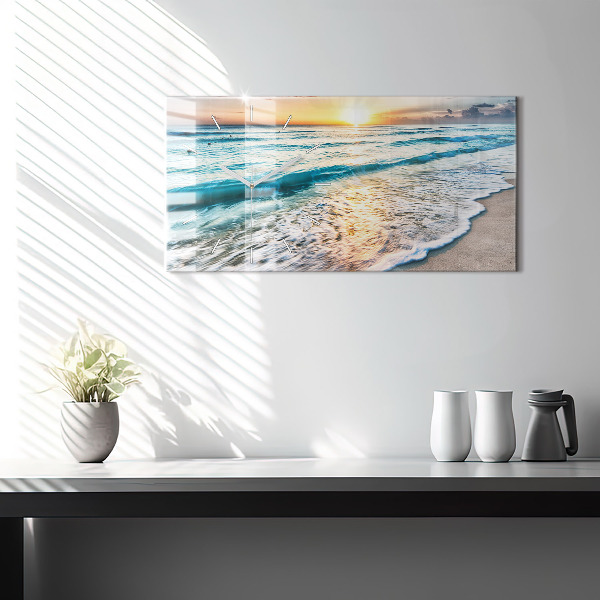 Horloge rectangulaire horizontale Plage, mer et sable