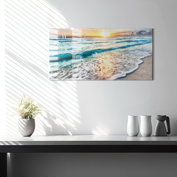 Horloge rectangulaire horizontale Plage, mer et sable
