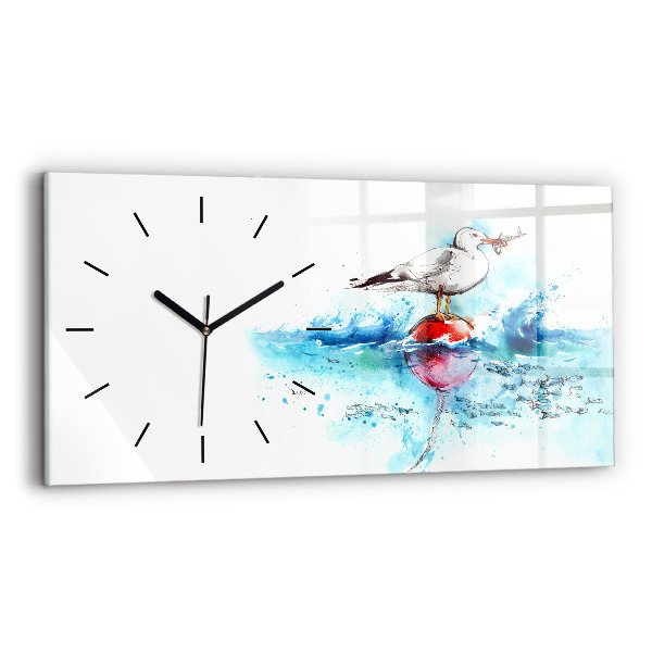 Horloge rectangulaire horizontale Mouette peinte