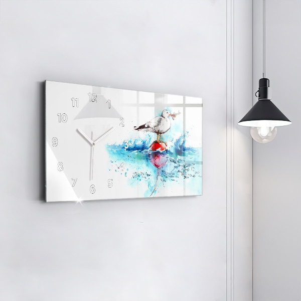 Horloge rectangulaire horizontale Mouette peinte