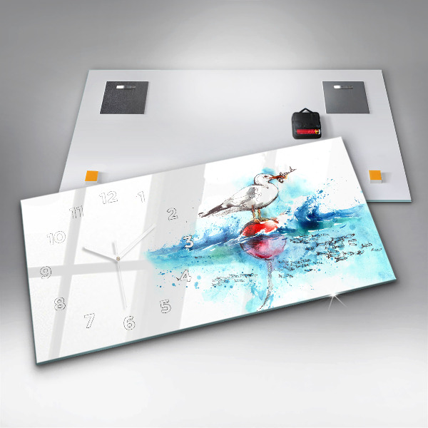 Horloge rectangulaire horizontale Mouette peinte