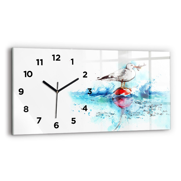 Horloge rectangulaire horizontale Mouette peinte