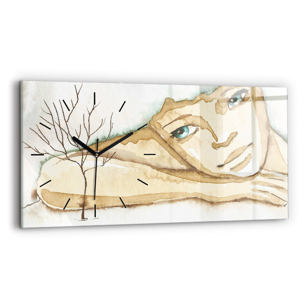 Horloge rectangulaire horizontale 'Portrait d''une femme'