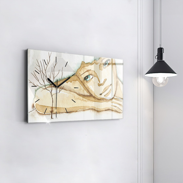 Horloge rectangulaire horizontale 'Portrait d''une femme'