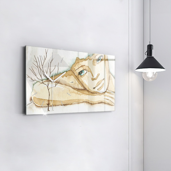Horloge rectangulaire horizontale 'Portrait d''une femme'