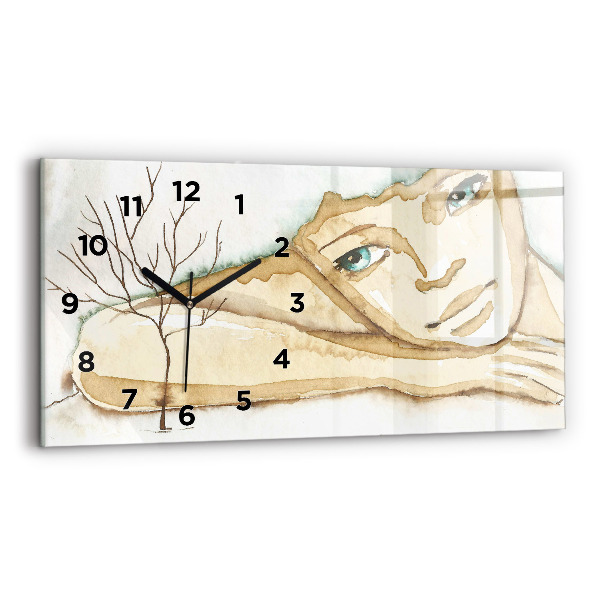 Horloge rectangulaire horizontale 'Portrait d''une femme'