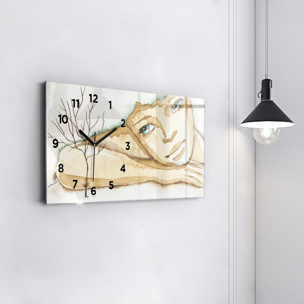 Horloge rectangulaire horizontale 'Portrait d''une femme'