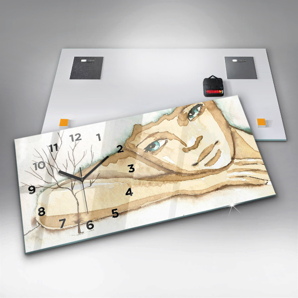 Horloge rectangulaire horizontale 'Portrait d''une femme'