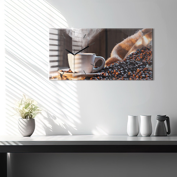 Horloge rectangulaire horizontale Une tasse de café