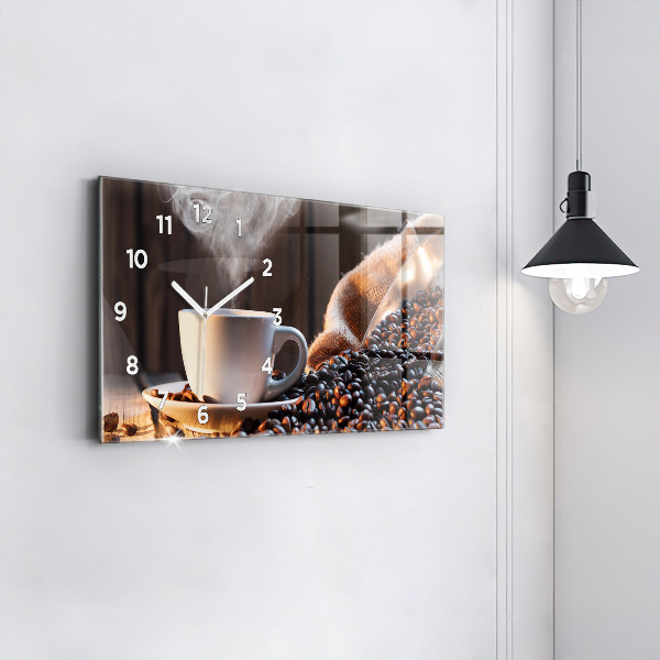 Horloge rectangulaire horizontale Une tasse de café
