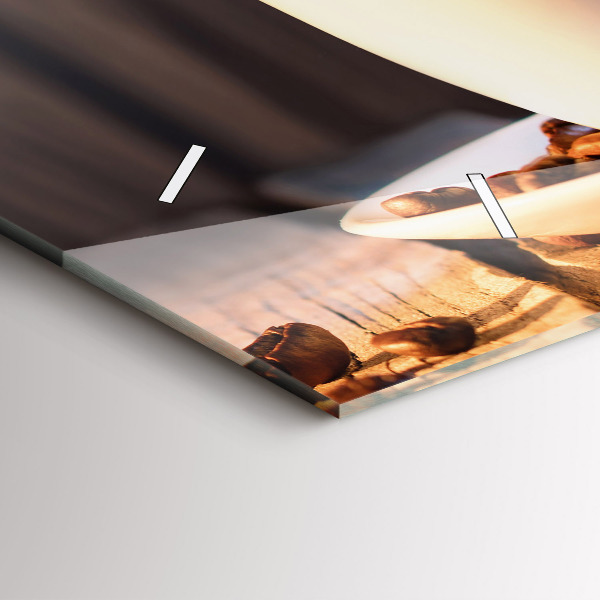 Horloge rectangulaire horizontale Une tasse de café