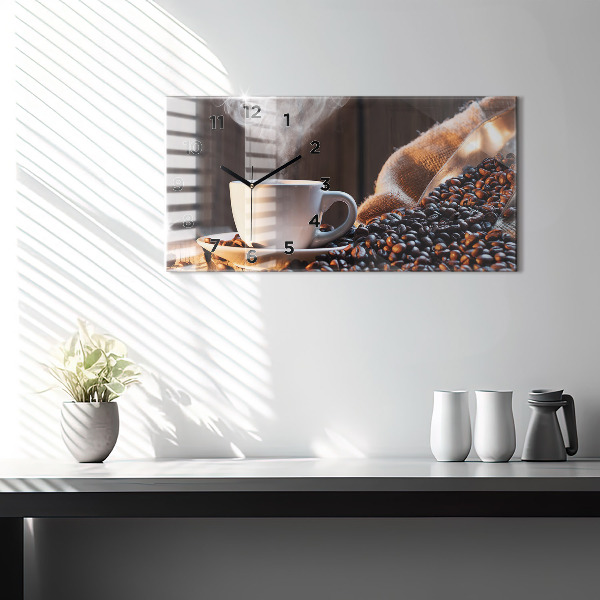Horloge rectangulaire horizontale Une tasse de café