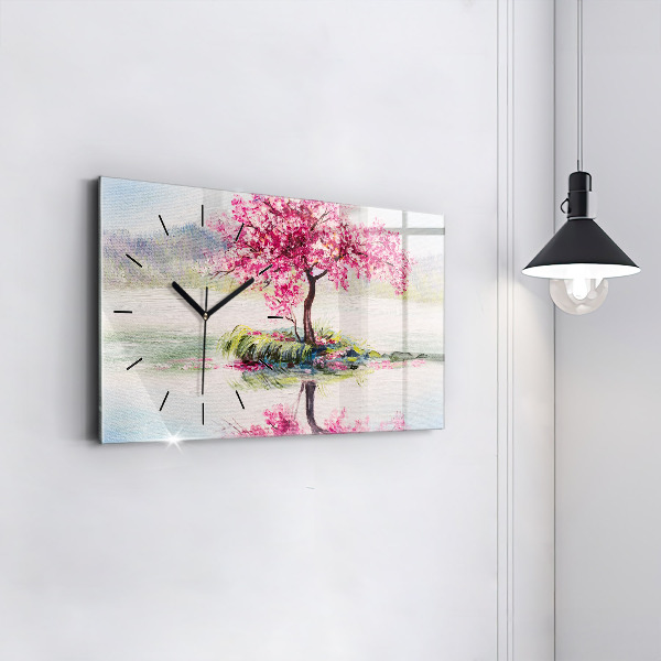 Horloge rectangulaire horizontale 'Mosaïque d''arbres'