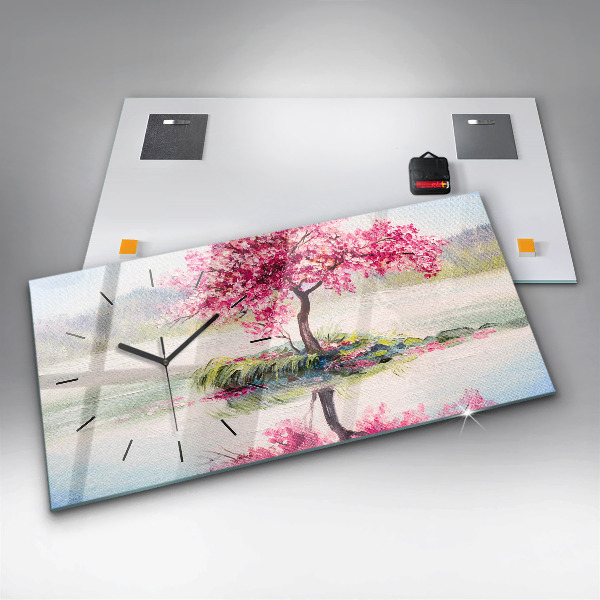 Horloge rectangulaire horizontale 'Mosaïque d''arbres'