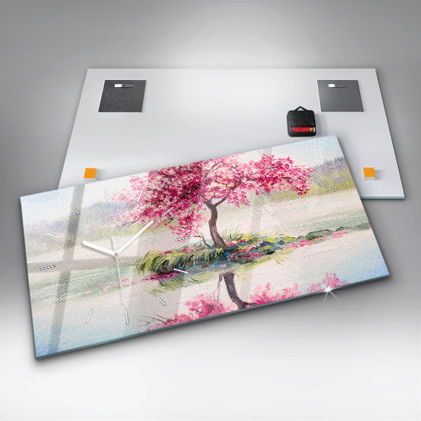 Horloge rectangulaire horizontale 'Mosaïque d''arbres'