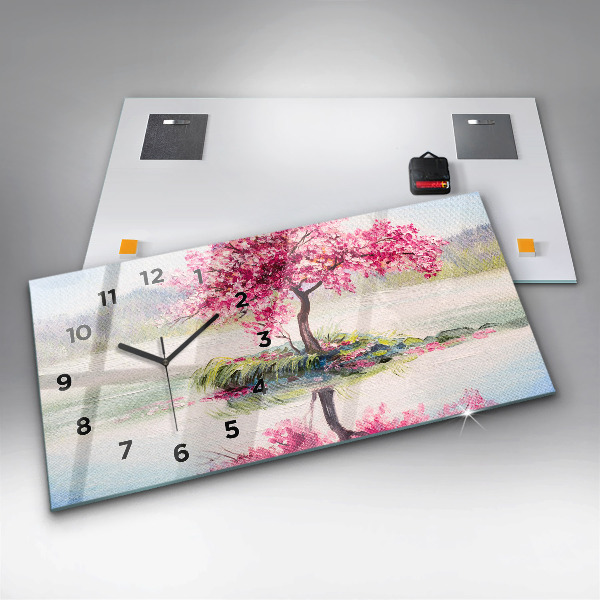 Horloge rectangulaire horizontale 'Mosaïque d''arbres'