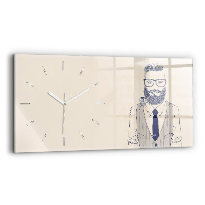 Horloge rectangulaire horizontale Homme avec une barbe et une pipe