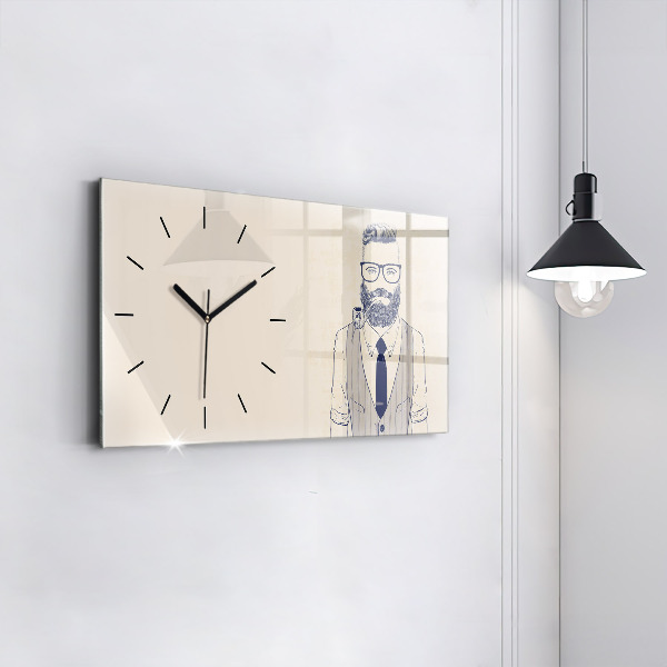 Horloge rectangulaire horizontale Homme avec une barbe et une pipe