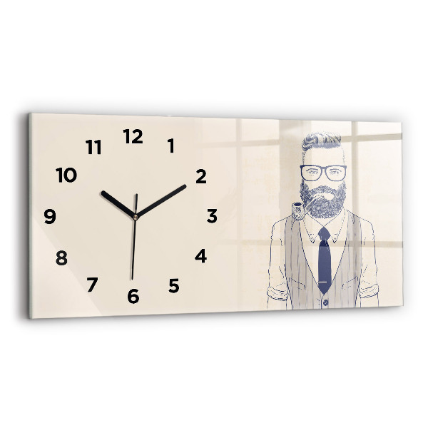 Horloge rectangulaire horizontale Homme avec une barbe et une pipe