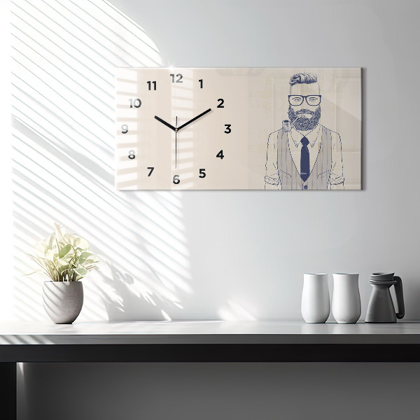 Horloge rectangulaire horizontale Homme avec une barbe et une pipe