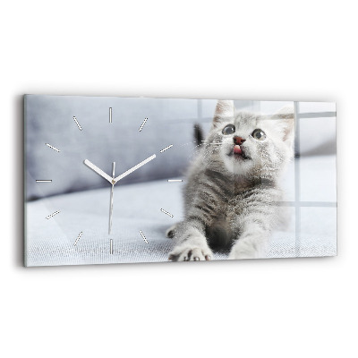 Horloge rectangulaire horizontale Chat sur le canapé