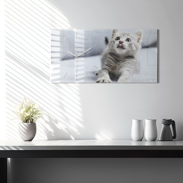 Horloge rectangulaire horizontale Chat sur le canapé