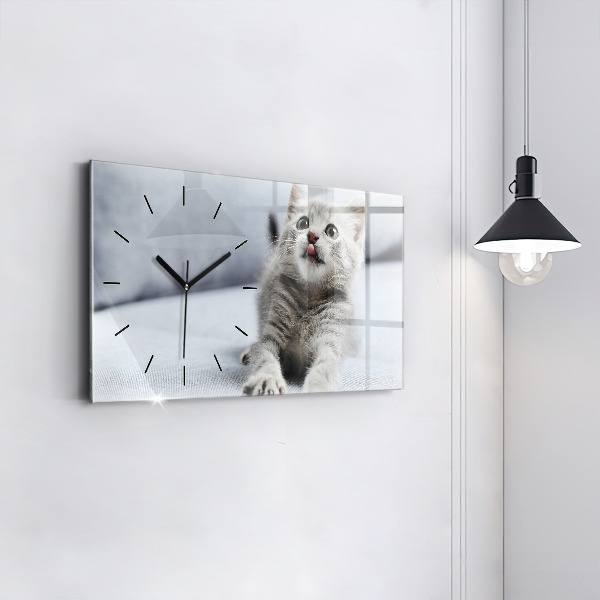 Horloge rectangulaire horizontale Chat sur le canapé