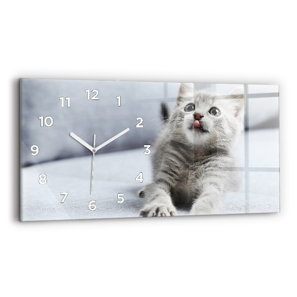 Horloge rectangulaire horizontale Chat sur le canapé