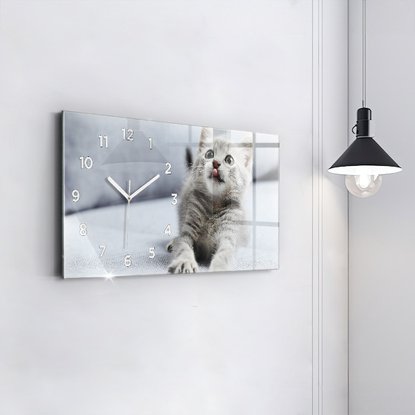 Horloge rectangulaire horizontale Chat sur le canapé