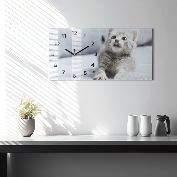 Horloge rectangulaire horizontale Chat sur le canapé
