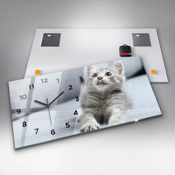 Horloge rectangulaire horizontale Chat sur le canapé