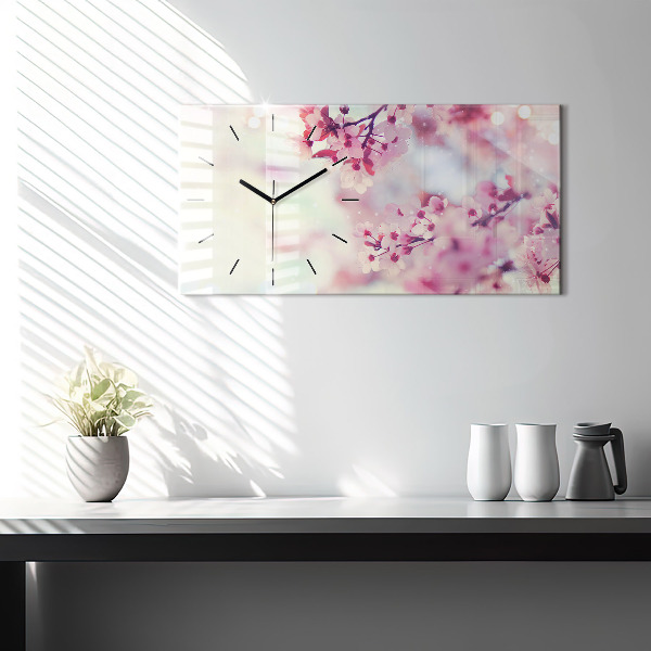 Horloge rectangulaire horizontale Fleurs de printemps