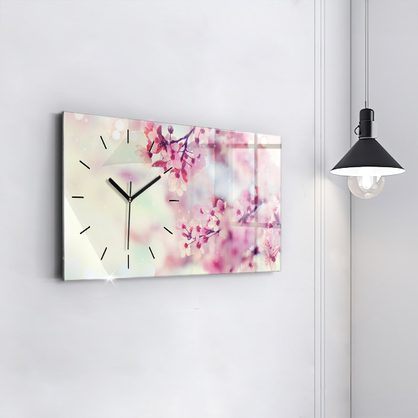 Horloge rectangulaire horizontale Fleurs de printemps