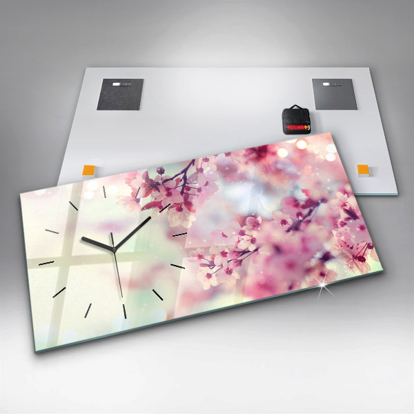 Horloge rectangulaire horizontale Fleurs de printemps