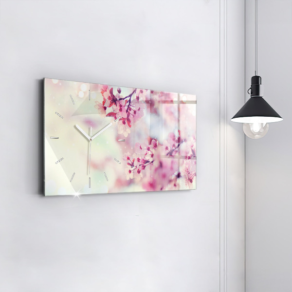 Horloge rectangulaire horizontale Fleurs de printemps