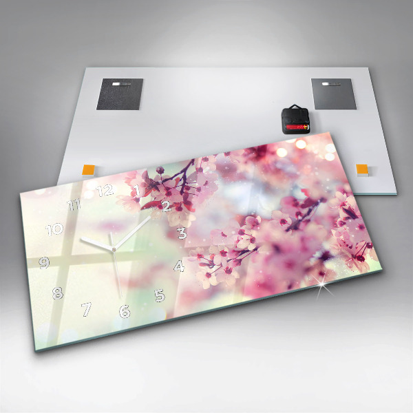 Horloge rectangulaire horizontale Fleurs de printemps