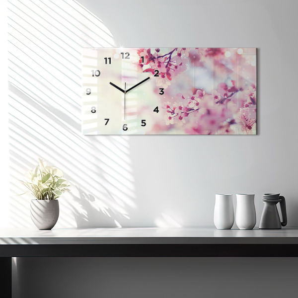 Horloge rectangulaire horizontale Fleurs de printemps