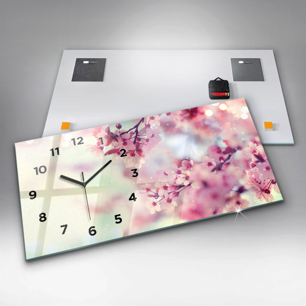 Horloge rectangulaire horizontale Fleurs de printemps