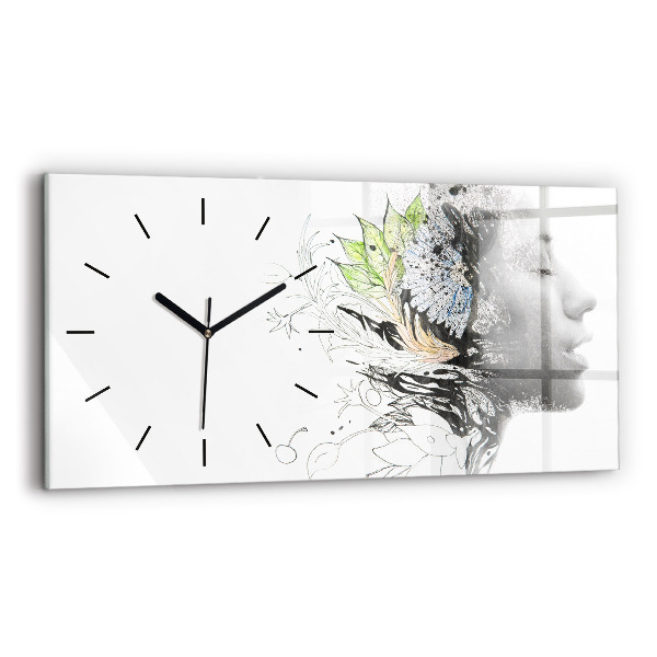Horloge rectangulaire horizontale Visage de femme abstrait