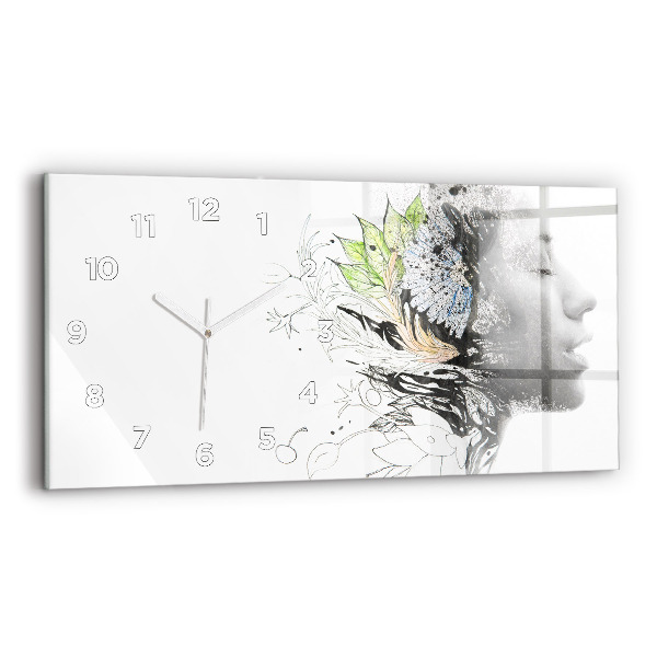 Horloge rectangulaire horizontale Visage de femme abstrait