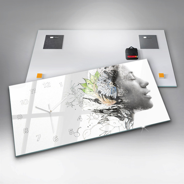 Horloge rectangulaire horizontale Visage de femme abstrait