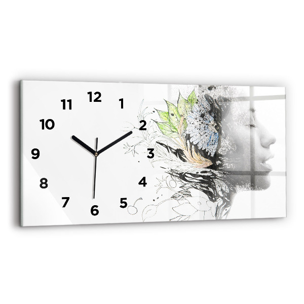 Horloge rectangulaire horizontale Visage de femme abstrait