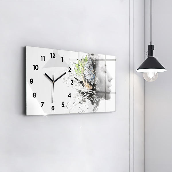 Horloge rectangulaire horizontale Visage de femme abstrait
