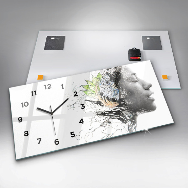 Horloge rectangulaire horizontale Visage de femme abstrait