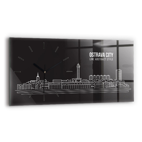 Horloge rectangulaire horizontale 'Dessin de la ville d''Ostrava'