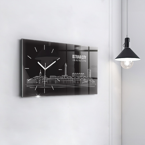 Horloge rectangulaire horizontale 'Dessin de la ville d''Ostrava'